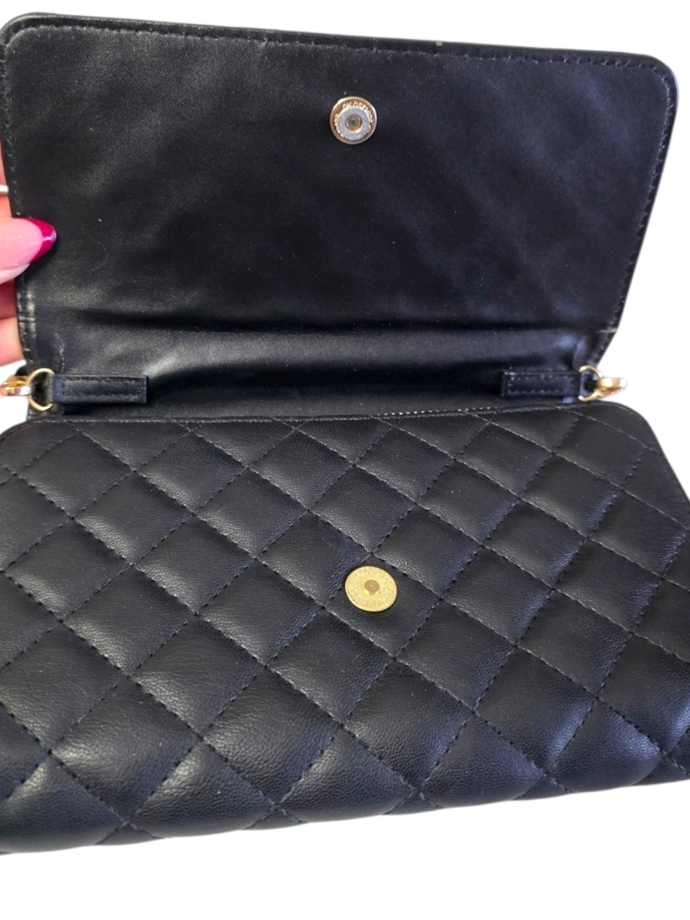 Badgley Mischka Black Quilted Crossbody Gold Chain Strap Evening Designer Bag - Picture 8 of 15